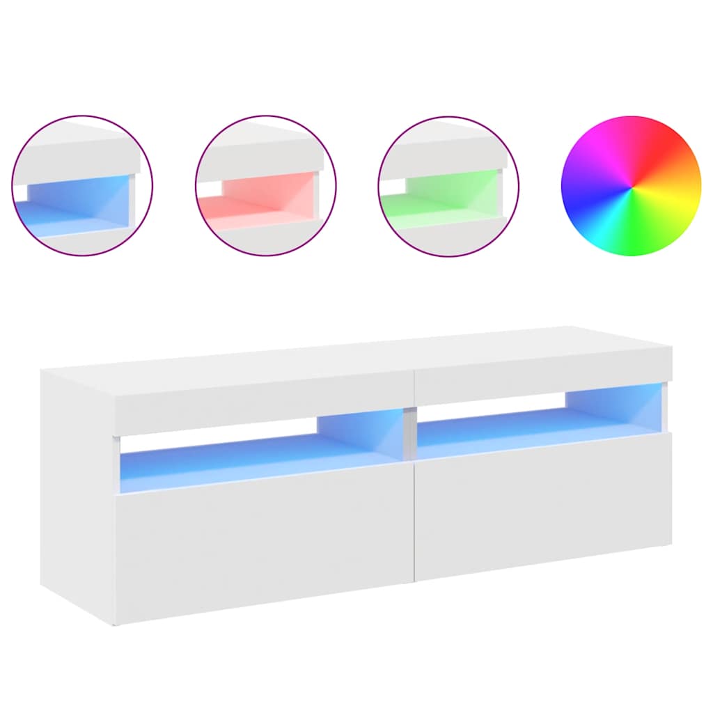 vidaXL TV-Schränke mit LED-Leuchten 2 Stk. Weiß 60x35x40cm