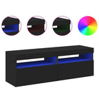 vidaXL TV-Schränke LED-Leuchten 2 Stk. Schwarz 60x35x40cm