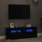 vidaXL TV-Schränke LED-Leuchten 2 Stk. Schwarz 60x35x40cm