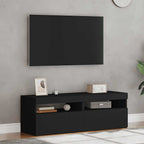 vidaXL TV-Schränke LED-Leuchten 2 Stk. Schwarz 60x35x40cm