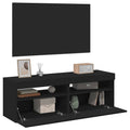 vidaXL TV-Schränke LED-Leuchten 2 Stk. Schwarz 60x35x40cm