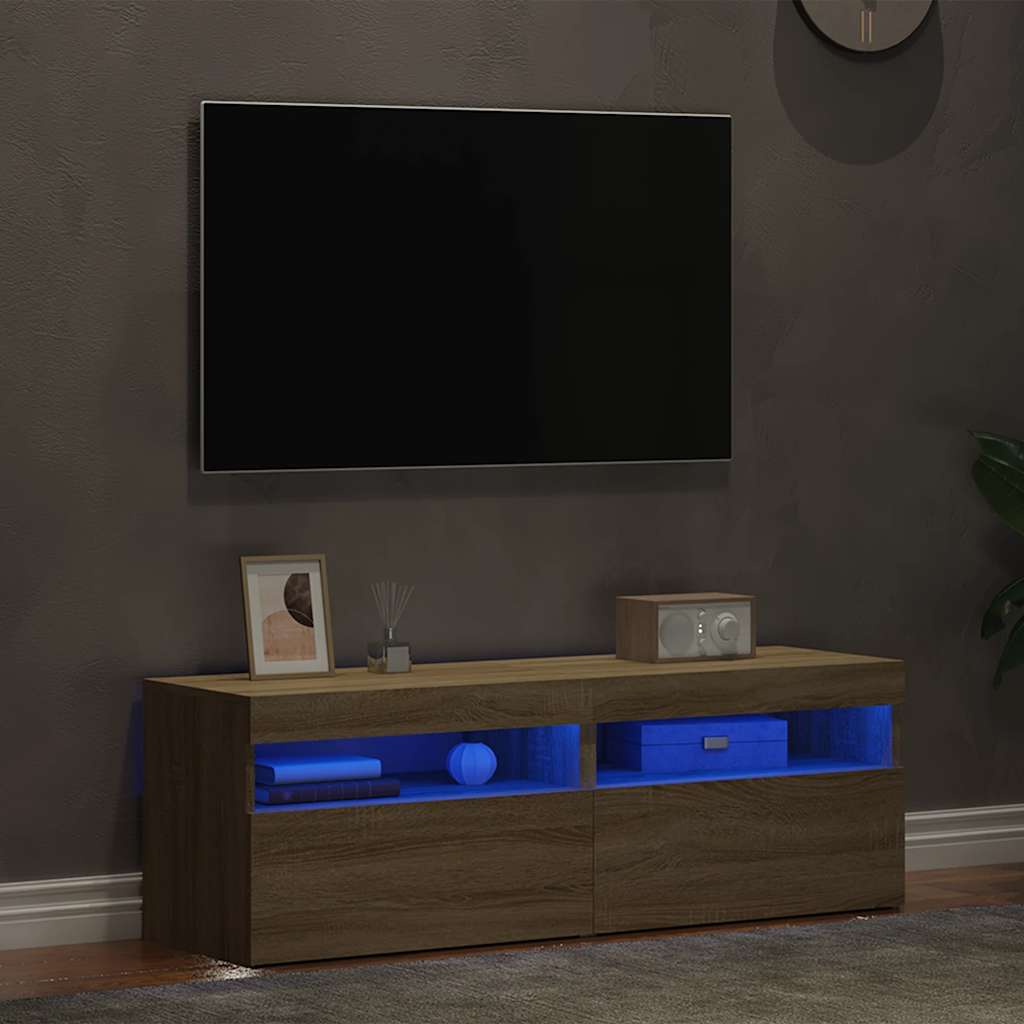 vidaXL TV-Schränke LED-Leuchten 2 Stk. Sonoma-Eiche 60x35x40 cm