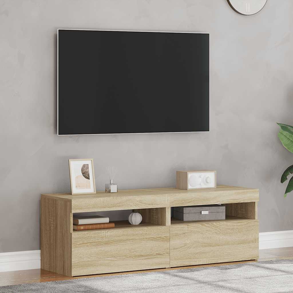 vidaXL TV-Schränke LED-Leuchten 2 Stk. Sonoma-Eiche 60x35x40 cm