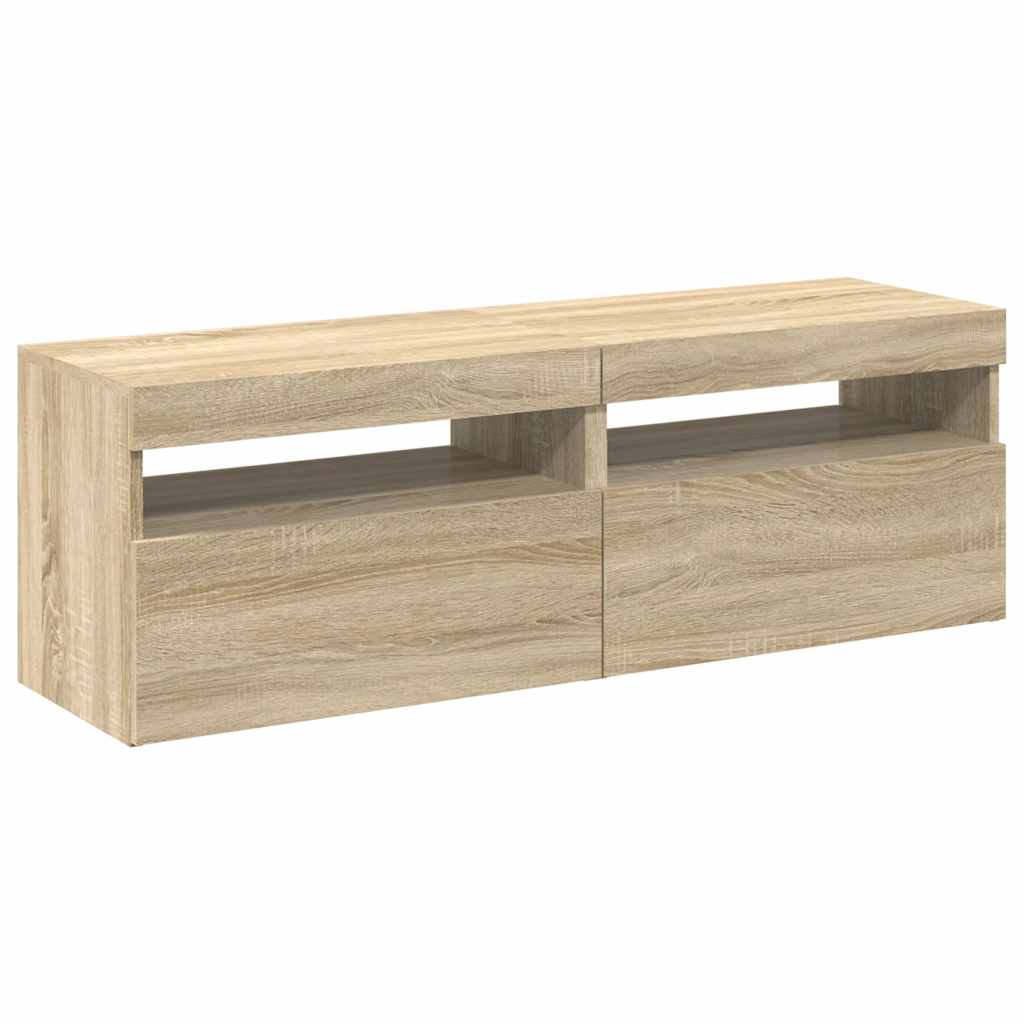 vidaXL TV-Schränke LED-Leuchten 2 Stk. Sonoma-Eiche 60x35x40 cm