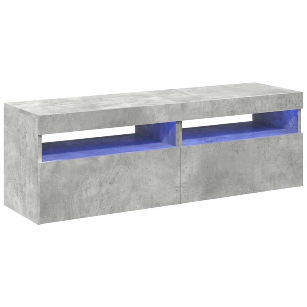 vidaXL TV-Schränke LED-Leuchten 2 Stk. Betongrau 60x35x40 cm