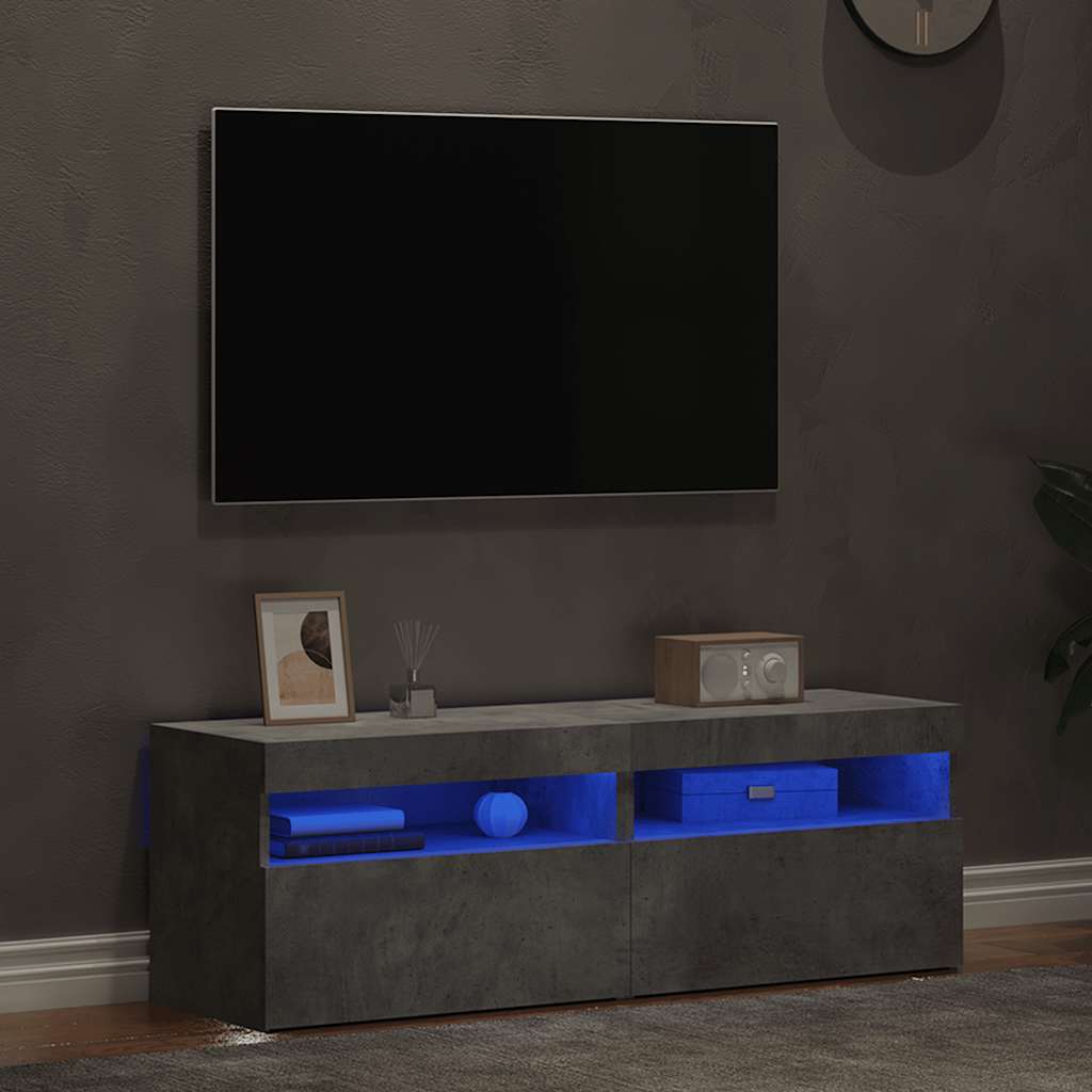 vidaXL TV-Schränke LED-Leuchten 2 Stk. Betongrau 60x35x40 cm