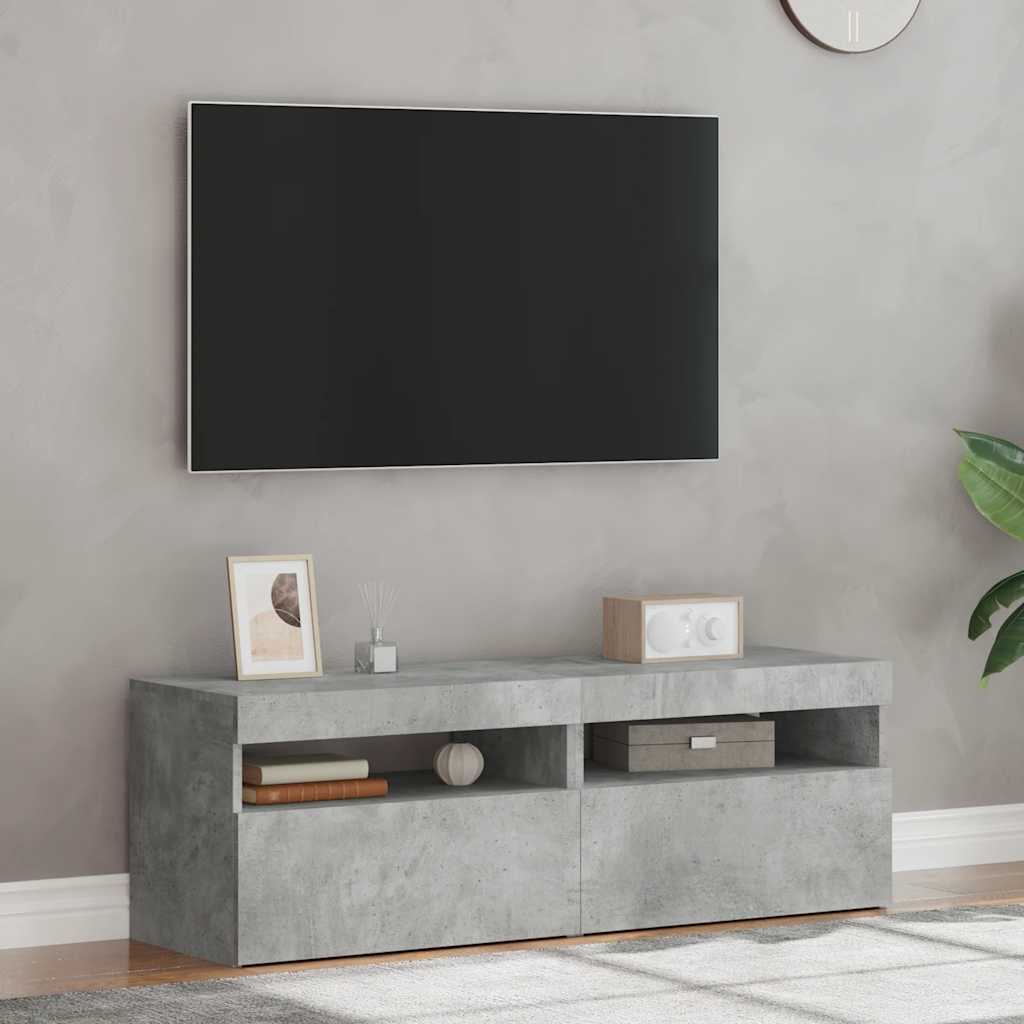 vidaXL TV-Schränke LED-Leuchten 2 Stk. Betongrau 60x35x40 cm