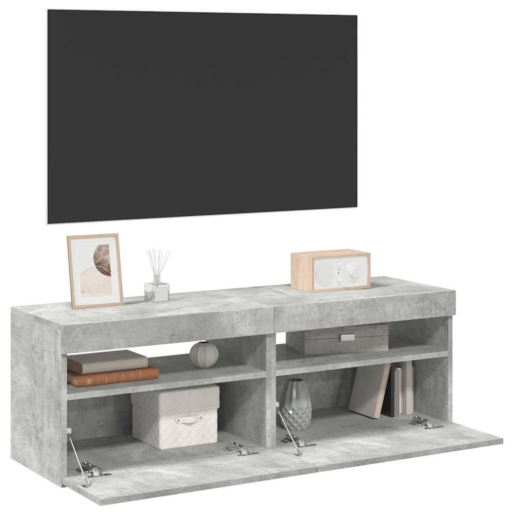 vidaXL TV-Schränke LED-Leuchten 2 Stk. Betongrau 60x35x40 cm