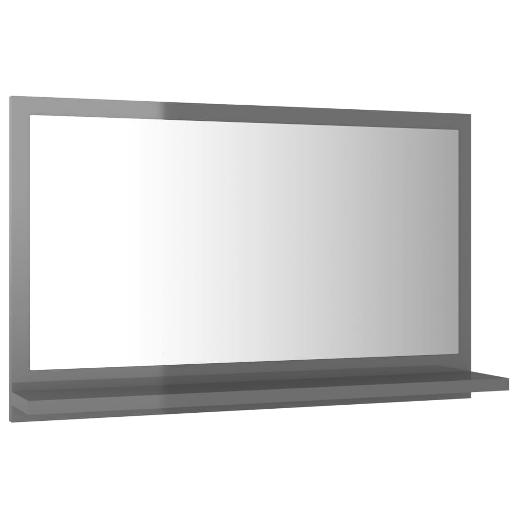 vidaXL Badspiegel Hochglanz-Grau 60x10,5x37 cm Holzwerkstoff