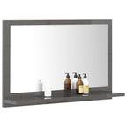 vidaXL Badspiegel Hochglanz-Grau 60x10,5x37 cm Holzwerkstoff