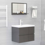 vidaXL Badspiegel Hochglanz-Grau 60x10,5x37 cm Holzwerkstoff