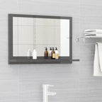 vidaXL Badspiegel Hochglanz-Grau 60x10,5x37 cm Holzwerkstoff