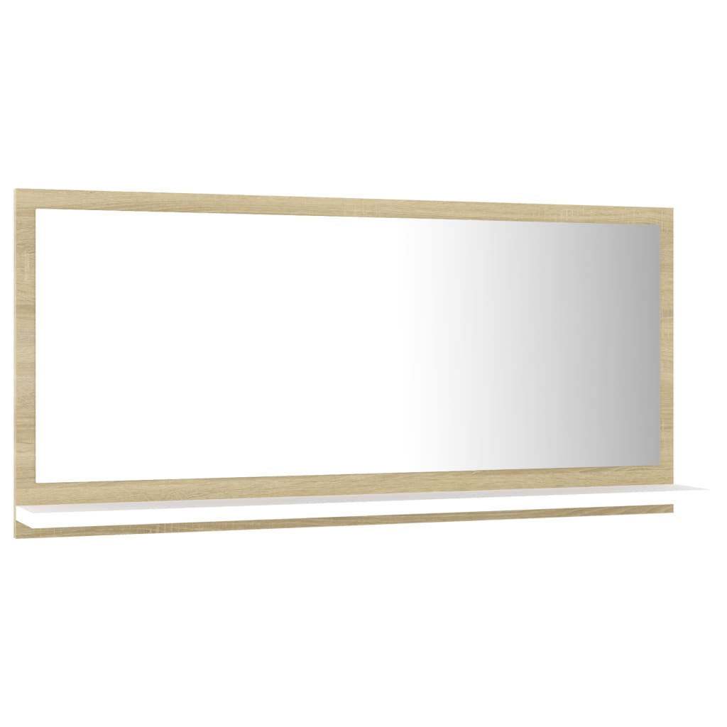 vidaXL Badspiegel Weiß und Sonoma-Eiche 80x10,5x37cm Holzwerkstoff