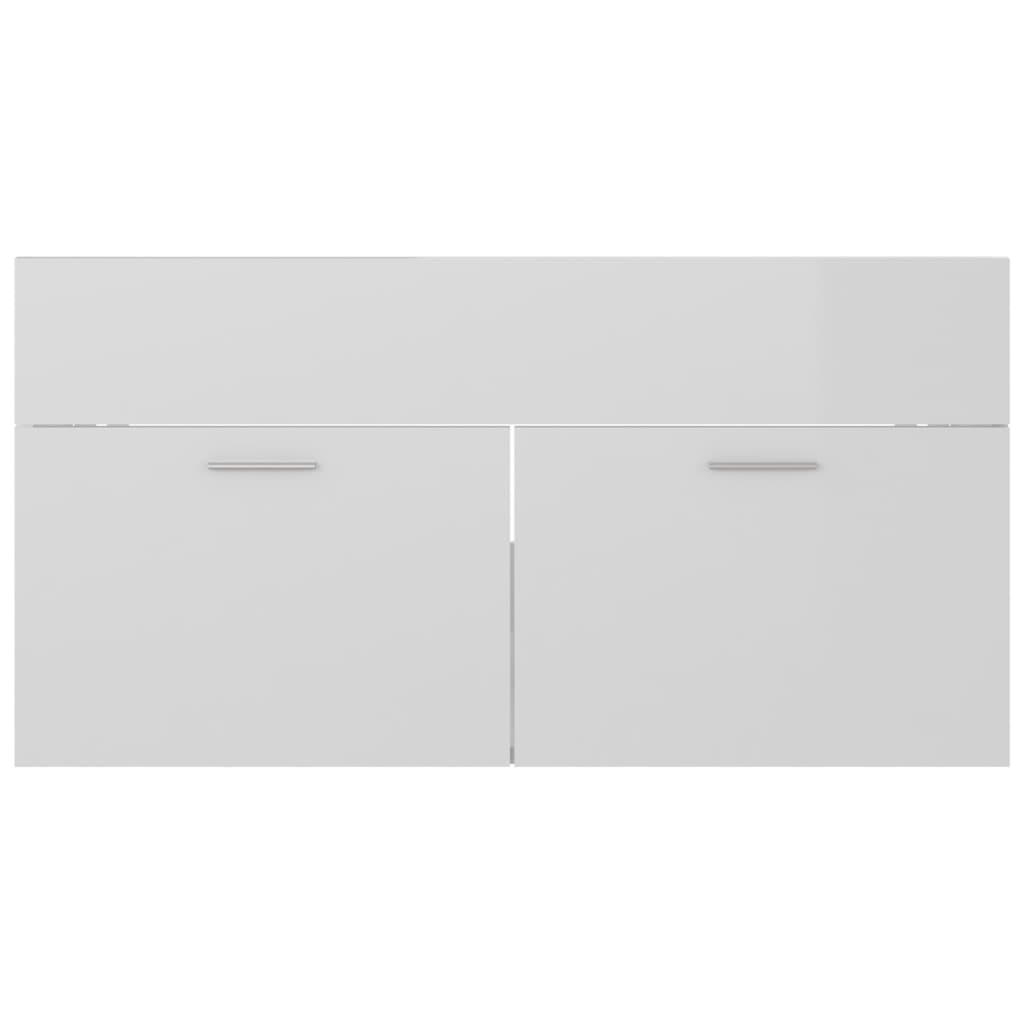 vidaXL Waschbeckenunterschrank Hochglanz-Weiß 90x38,5x46cm