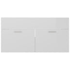 vidaXL Waschbeckenunterschrank Hochglanz-Weiß 90x38,5x46cm