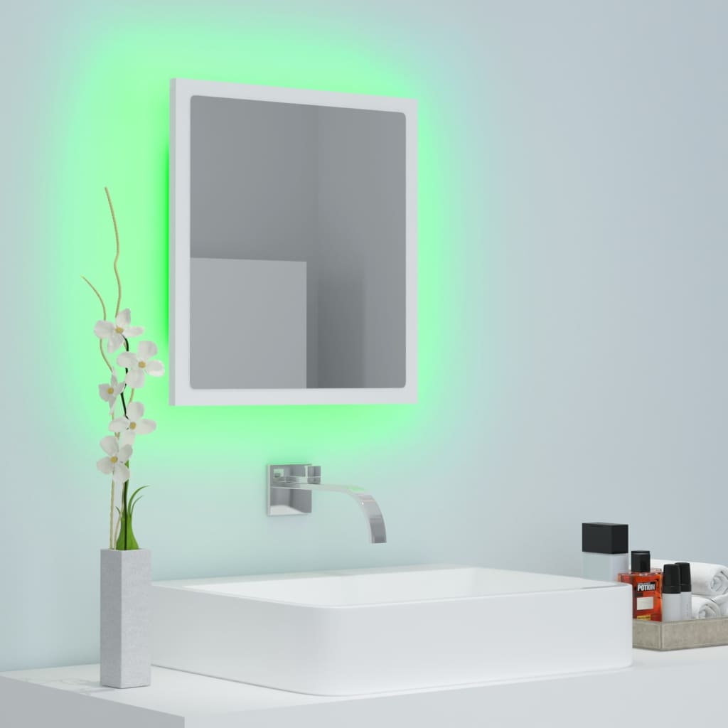 vidaXL LED-Badspiegel Weiß 40x8,5x37 cm Acryl