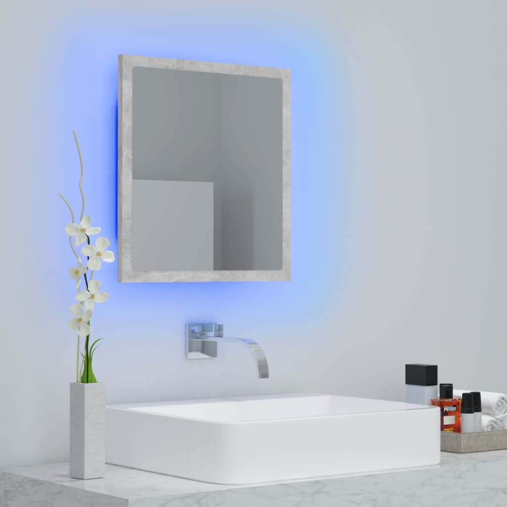 vidaXL LED-Badspiegel Betongrau 40x8,5x37 cm Acryl