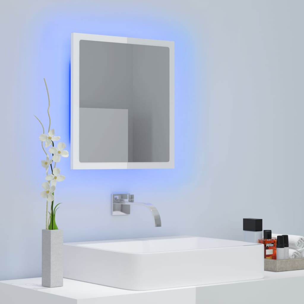 vidaXL LED-Badspiegel Hochglanz-Weiß 40x8,5x37 cm Acryl