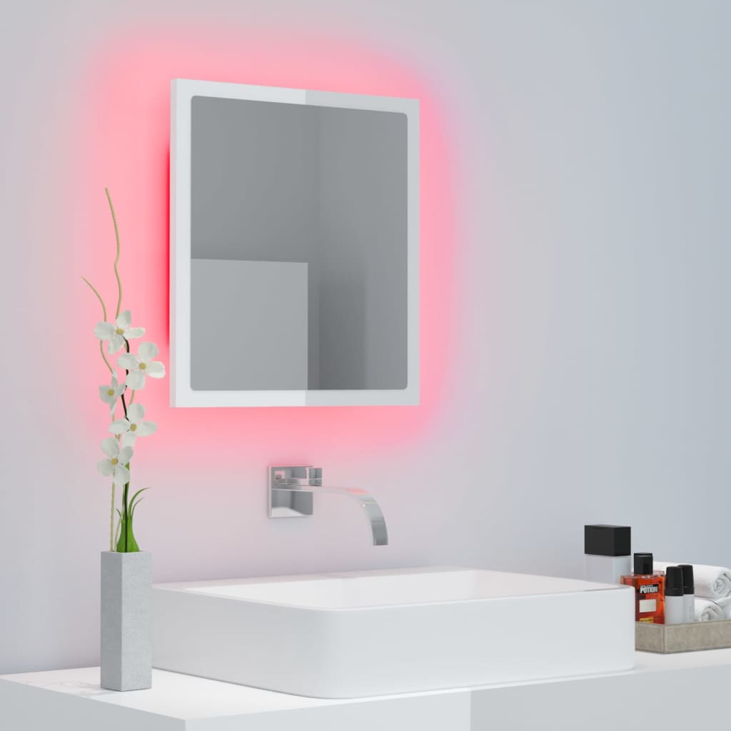 vidaXL LED-Badspiegel Hochglanz-Weiß 40x8,5x37 cm Acryl