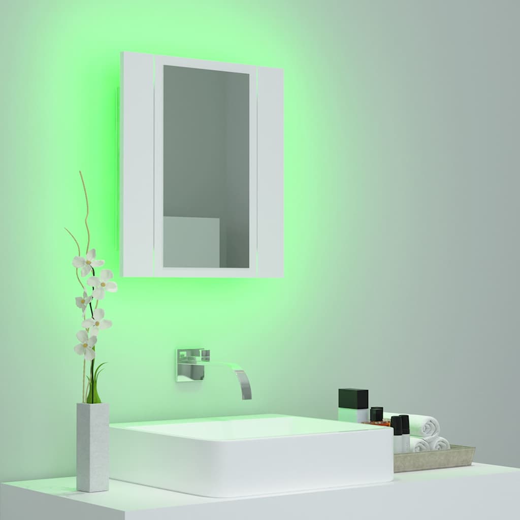 vidaXL LED-Bad-Spiegelschrank Weiß 40x12x45 cm Acryl