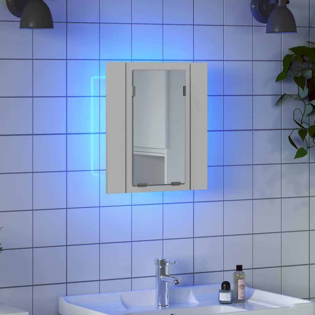 vidaXL LED-Bad-Spiegelschrank Weiß 40x12x45 cm Acryl