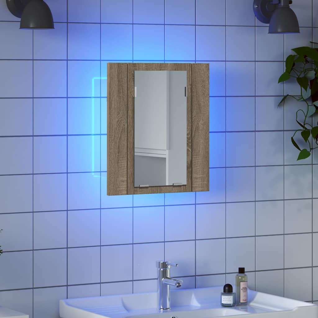 vidaXL LED-Bad-Spiegelschrank Sonoma-Eiche 40x12x45 cm Acryl