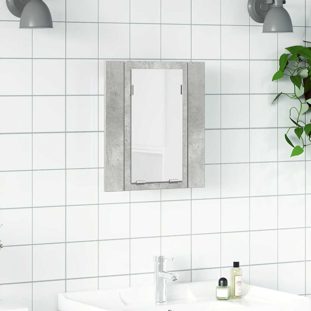 vidaXL LED-Bad-Spiegelschrank Betongrau 40x12x45 cm Acryl