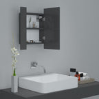 vidaXL LED-Bad-Spiegelschrank Hochglanz-Grau 40x12x45 cm Acryl