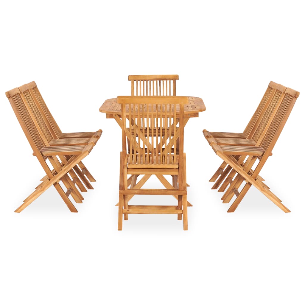 vidaXL 9-tlg. Garten-Essgruppe Klappbar Massivholz Teak