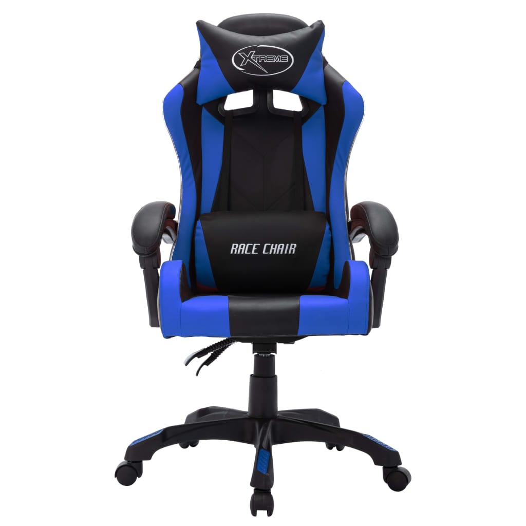 vidaXL Gaming-Stuhl mit RGB LED-Leuchten Blau und Schwarz Kunstleder