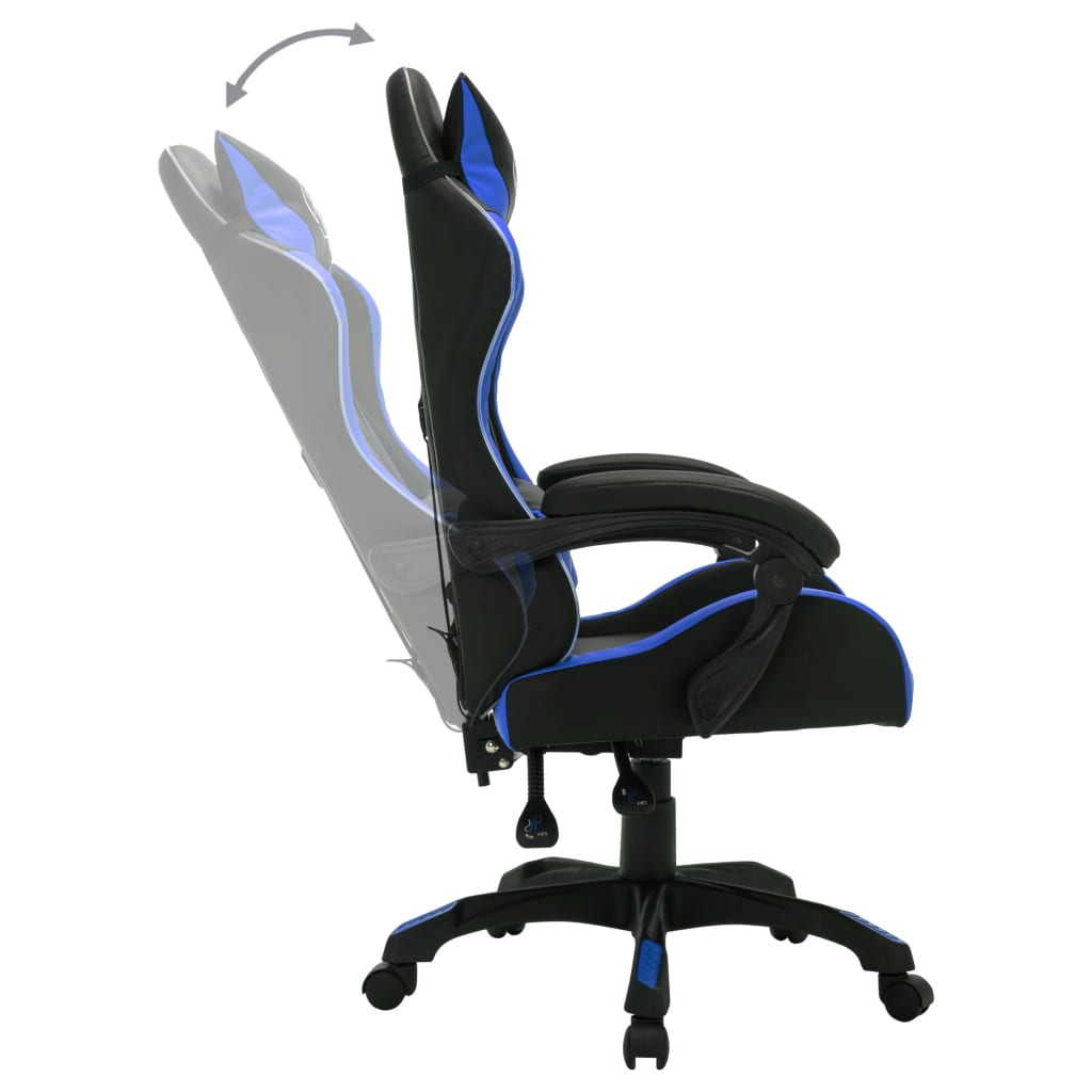 vidaXL Gaming-Stuhl mit RGB LED-Leuchten Blau und Schwarz Kunstleder