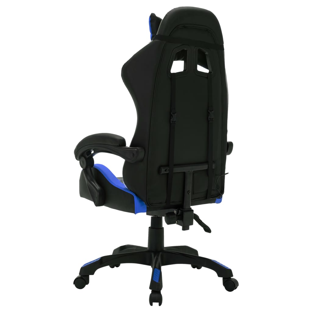 vidaXL Gaming-Stuhl mit RGB LED-Leuchten Blau und Schwarz Kunstleder