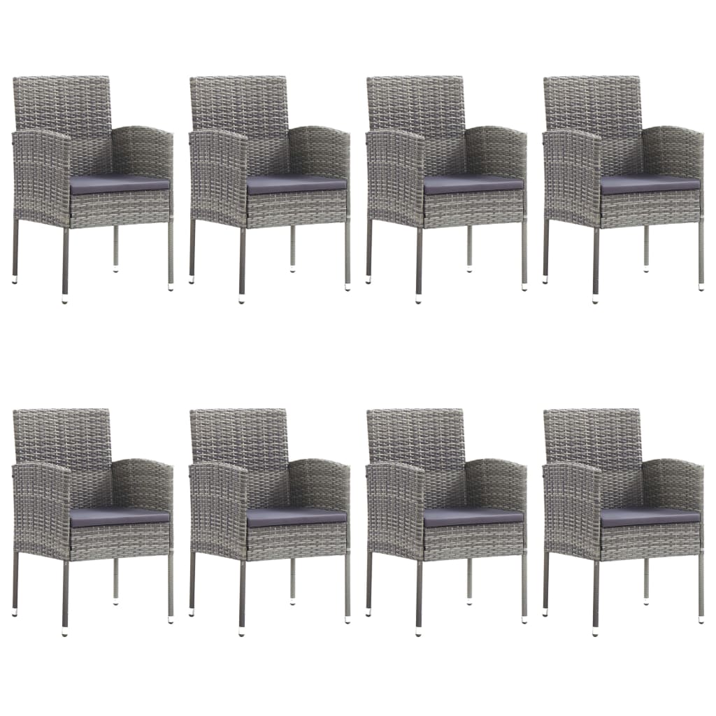 vidaXL 9-tlg. Garten-Essgruppe Poly Rattan Anthrazit und Grau