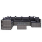 vidaXL 10-tlg. Garten-Lounge-Set mit Kissen Poly Rattan Grau