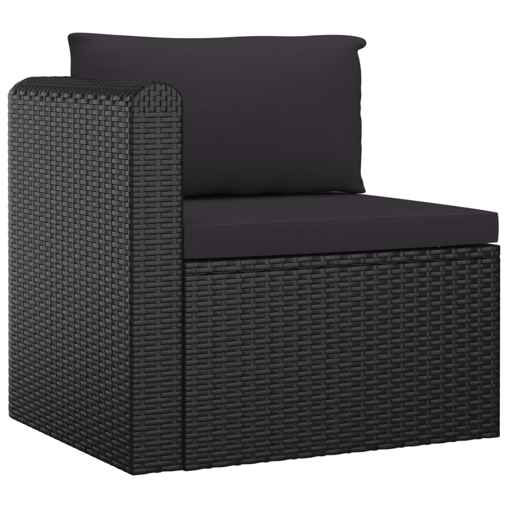 vidaXL 11-tlg. Garten-Lounge-Set mit Kissen Poly Rattan Schwarz