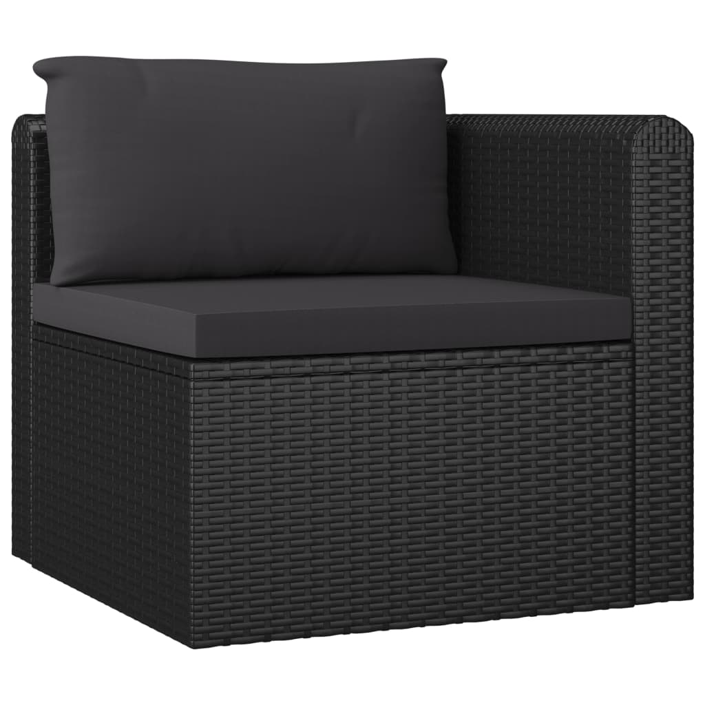 vidaXL 11-tlg. Garten-Lounge-Set mit Kissen Poly Rattan Schwarz
