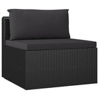 vidaXL 11-tlg. Garten-Lounge-Set mit Kissen Poly Rattan Schwarz