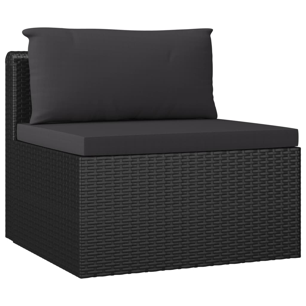 vidaXL 11-tlg. Garten-Lounge-Set mit Kissen Poly Rattan Schwarz