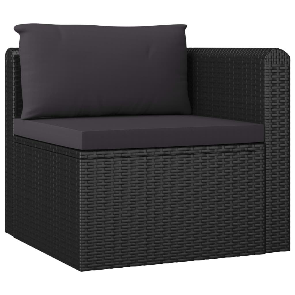 vidaXL 7-tlg. Garten-Lounge-Set mit Kissen Poly Rattan Schwarz