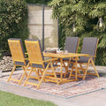 vidaXL 5-tlg. Garten-Essgruppe mit Grauen Kissen Massivholz Teak