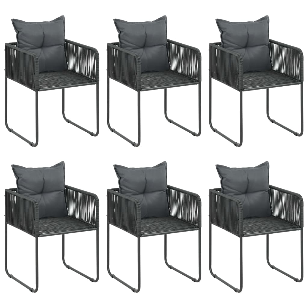 vidaXL 7-tlg. Garten-Essgruppe PVC Rattan Schwarz