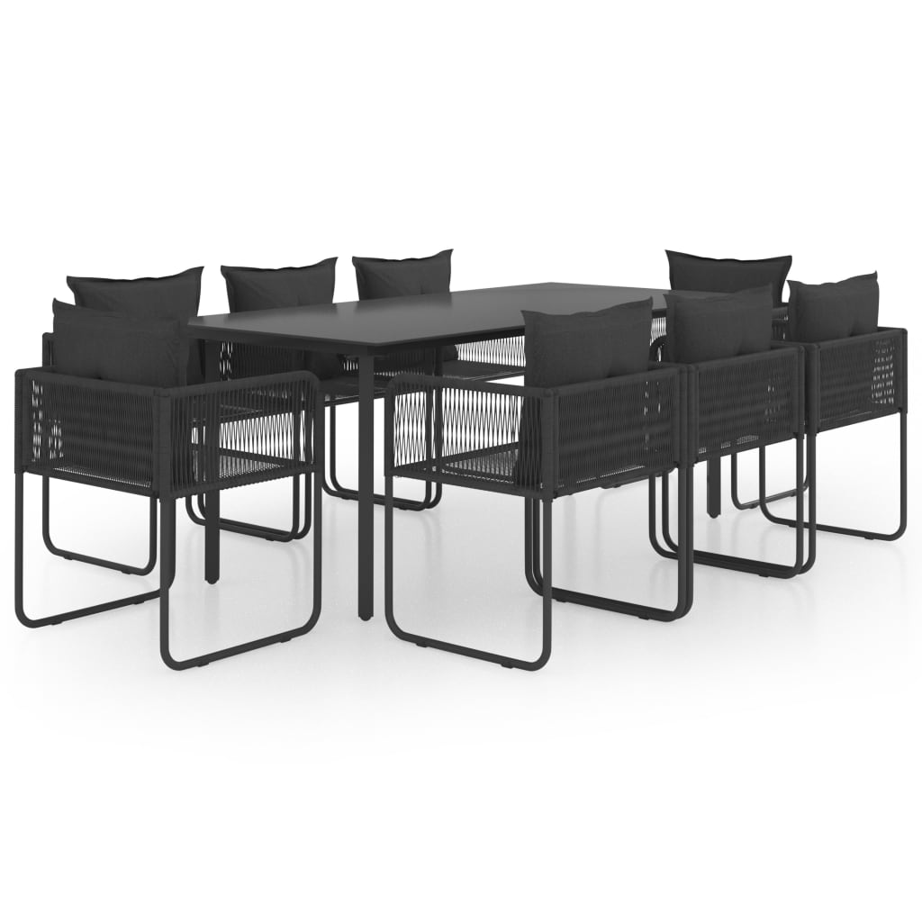 vidaXL 9-tlg. Garten-Essgruppe PVC Rattan Schwarz
