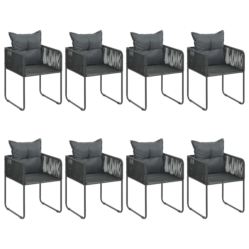 vidaXL 9-tlg. Garten-Essgruppe PVC Rattan Schwarz