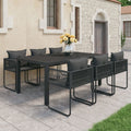 vidaXL 7-tlg. Garten-Essgruppe PVC Rattan Schwarz