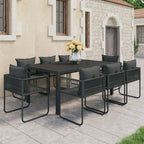 vidaXL 9-tlg. Garten-Essgruppe PVC Rattan Schwarz