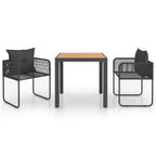 vidaXL 3-tlg. Garten-Essgruppe PVC Rattan Schwarz und Braun