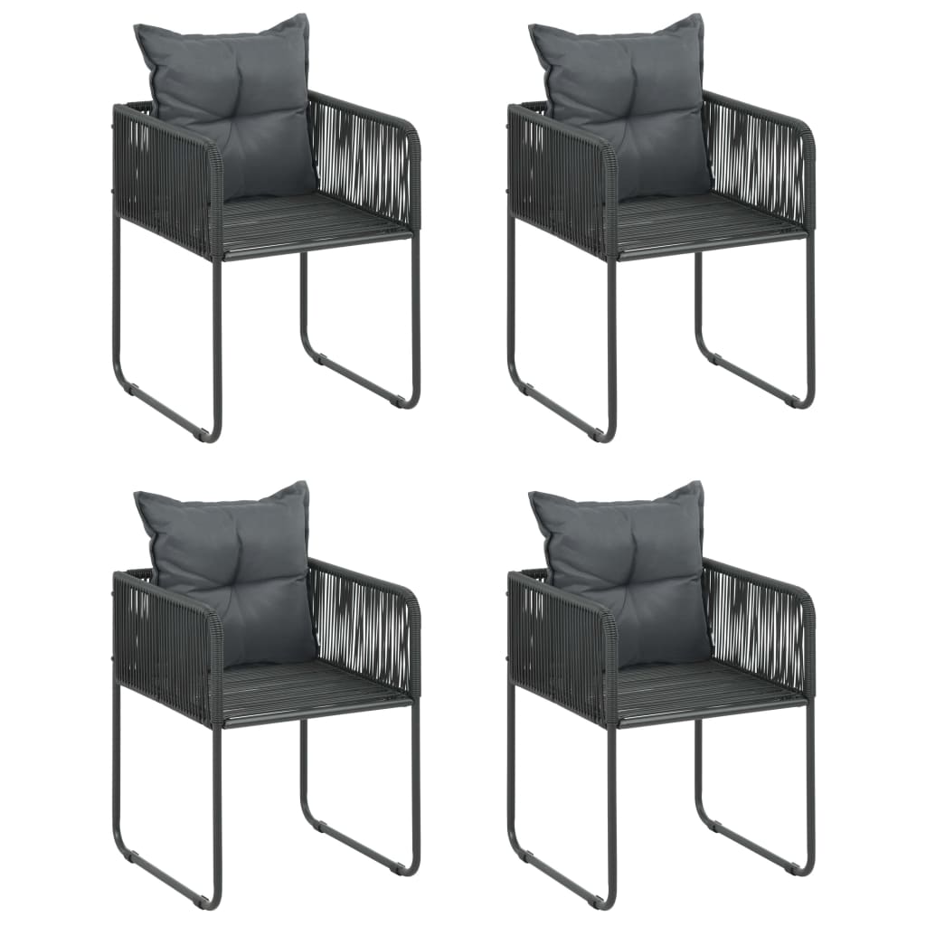vidaXL 5-tlg. Garten-Essgruppe PVC Rattan Schwarz und Braun