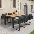 vidaXL 7-tlg. Garten-Essgruppe PVC Rattan Schwarz und Braun