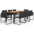 vidaXL 9-tlg. Garten-Essgruppe PVC Rattan Schwarz und Braun