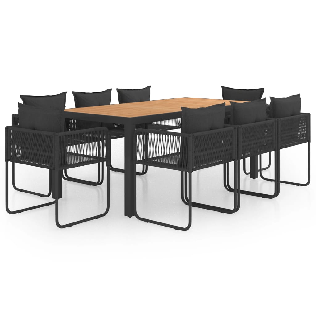 vidaXL 9-tlg. Garten-Essgruppe PVC Rattan Schwarz und Braun